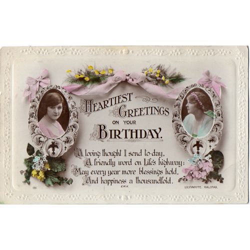 Lilywhite Song Postcard Heartiest Greetings on Your Birthday 2 Young Women