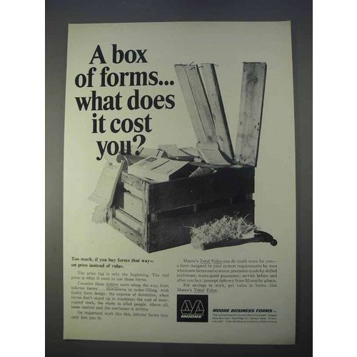 1966 Moore Business Forms Ad - A Box of Forms Cost
