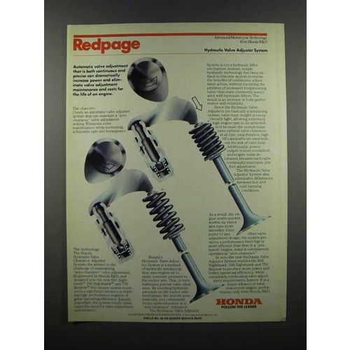1983 Honda Hydraulic Valve Adjuster System Ad