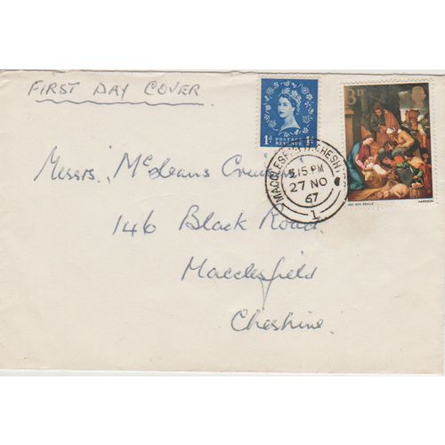 GB 1967 Christmas + 1 plain FDC Macclesfield pm see others