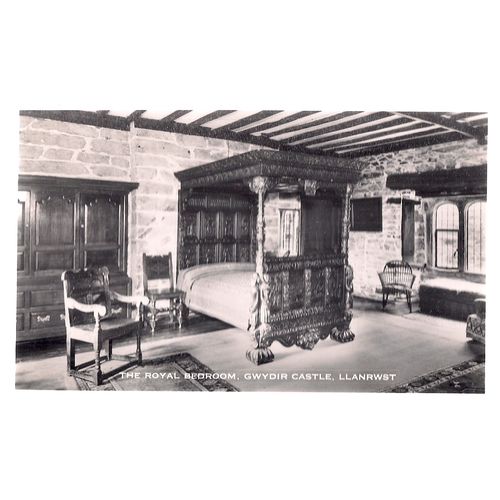 royal bedroom, GWYDIR CASTLE, LLANRWST, WALES used vintage postcard =