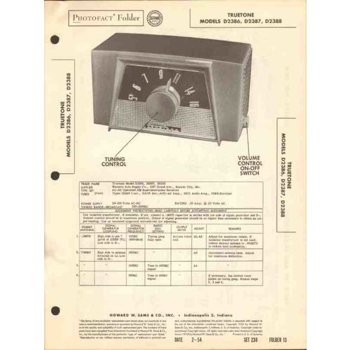 TRUETONE model D2386 D2387 D2388 AM radio Sams Photofact manual