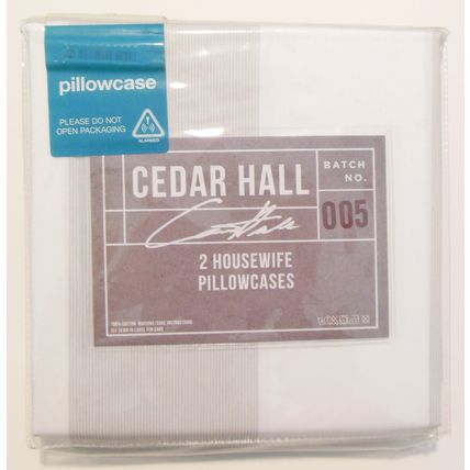White and Grey Housewife Pillowcases 50cm x 75cm 100% Cotton Cedar Hall