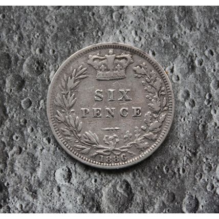 1886 Queen Victoria Silver Sixpence 6d British English 92.5% Silver