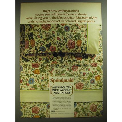 1974 Springmaid Metropolitan Museum of Art Adaptations English Manor Linens Ad
