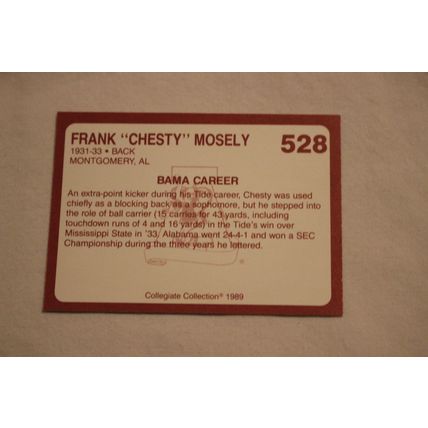 Frank Chesty Mosley 1989 Collegiate Collection Alabama's Finest NO. 528