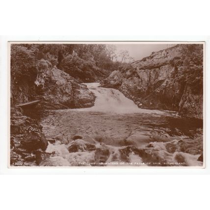 Tumbling Waters the Falls of Shin Sutherland Postcard RP J B White A3032