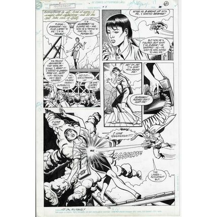 Superboy #7 p15 (1990) Mooney /Templeton Half-Splash Superboy Lasers Babe Signed