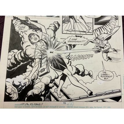 Superboy #7 p15 (1990) Mooney /Templeton Half-Splash Superboy Lasers Babe Signed