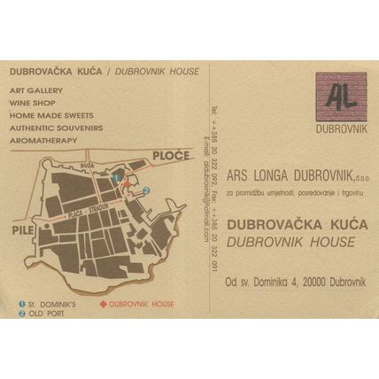 Dubrovacka Kuca House Art Gallery Wine Vintage Map Croatia Postcard
