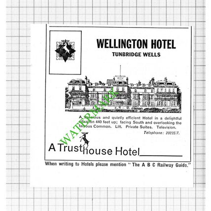 Wellington Hotel Tunbridge Wells Kent Small Advert - 1964 Cutting