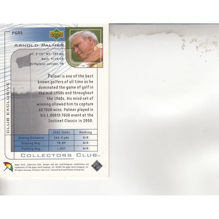 ARNOLD PALMER 2002 AUTOGRAPHED PGA GOLF TOUR HALL OF FAME MAJOR CHAMPION PLAYER