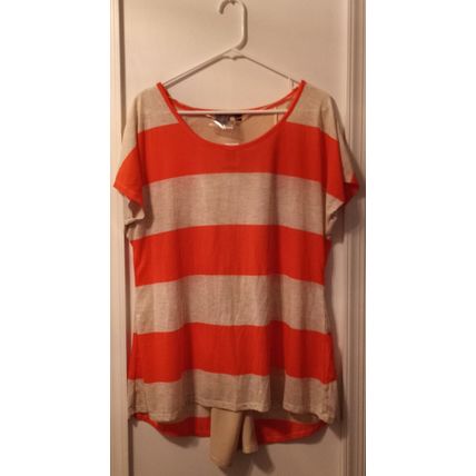 New Women’s Orange & Grey Style & Co Back Out Top (XL)