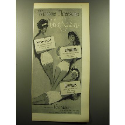 1959 Blue Swan Suspants, Minikins and Frillikins Ad - Winsome Threesome