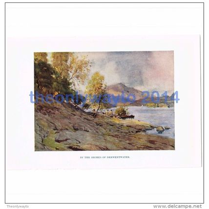 Derwentwater, by the Shores, Cumbria, England, Book Illustration (Print), 1925