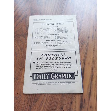 1951/52 Chelsea vs Portsmouth, Division 1, 29/12/1951 ** FREE P&P **