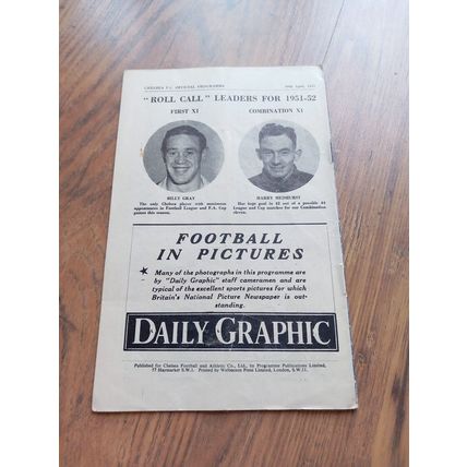 1951/52 Chelsea vs Tottenham / Spurs, Division 1, 30/4/1952 ** FREE P&P **