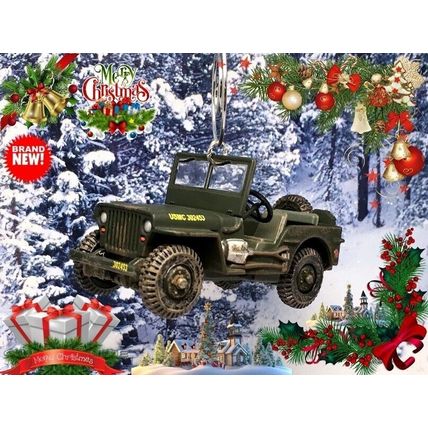 RARE CHRISTMAS ORNAMENT USMC WILLYS™ ARMY JEEP MB GPW GREAT GIFT NOVELTY