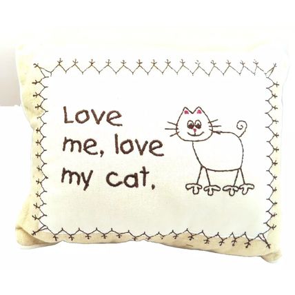 Small Decorative Pillow Love Me Love My Cat 8 CM Gift Feline Home Decor