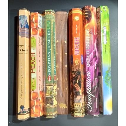 120 Sticks Of Incense With Elephant Boat Burner, HEM, Tulasi, SAC, Kamini, More
