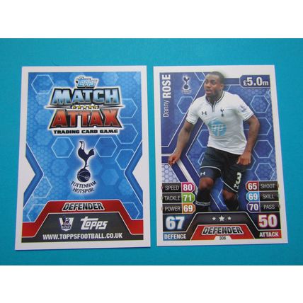 308. Danny Rose - Tottenham - Match Attax 2013/14 Football Card EF1