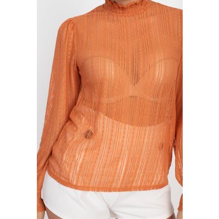 Ruffle Mock Neck Lace Top