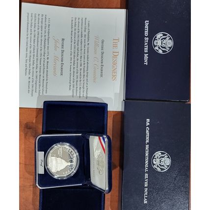 1994 US Capitol Bicentennial Silver Dollar PROOF US Mint Coin Set with Box & COA