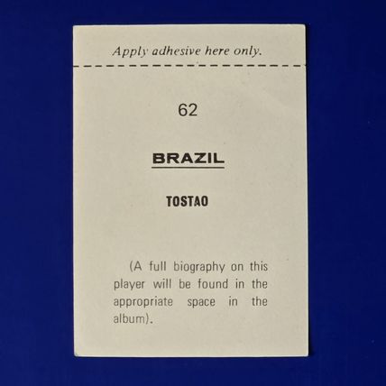 FKS World of Soccer Stars Mexico 70 Unused Sticker - Brazil TOSTAO #62