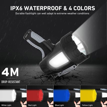 LBE Rechargeable Spotlight Outdoor, 90,000 Lumens Led Spotlight Flashlight with