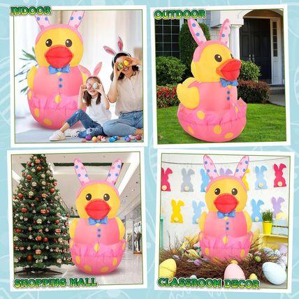 Leyndo 5FT Easter Giant Inflatables Duck Outdoor with Build-In LED Lights Large