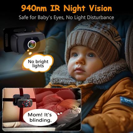 2-Kids Baby Car Camera for Seat: 6.9 Inch Ultrawide Display with Two Cameras Rea