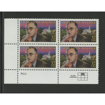 US 3134, 1997 32c Literary Arts (Wilder), LL PBof4, VF, MNH (US276)
