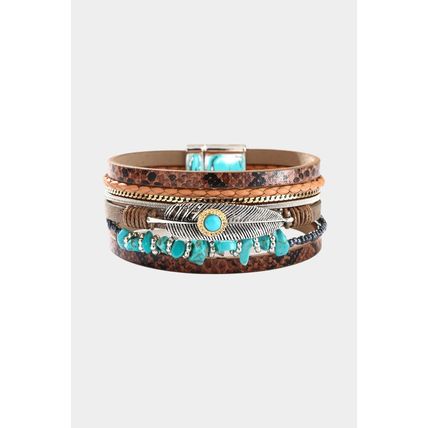 Brown Vintage Turquoise Multi-layer Leather Bracelet
