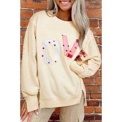Apricot LOVE PATCH Graphic Oversized Sweatshirt