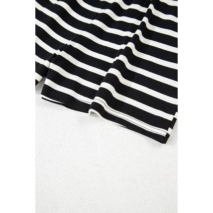 Black White Striped Short Sleeve Top and Shorts Set