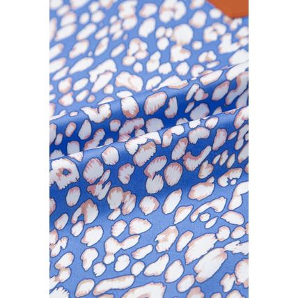 Ashleigh Blue Leopard Print Spot Contrast V Neck Half Puff Sleeve Shirt