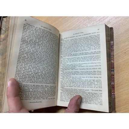 1863 SIR WALTER SCOTT "QUENTIN DURWARD / ST RONAN'S WELL" ANTIQUE HB BOOK (P4)