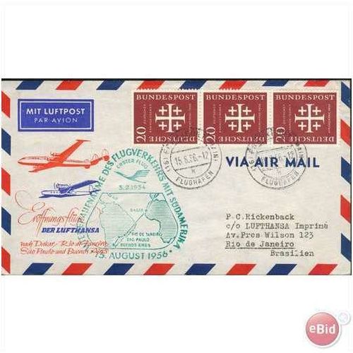 Germany Airmail 1956 - SG 1162 - x 3 strip - 20pf Evangelical Church Convention