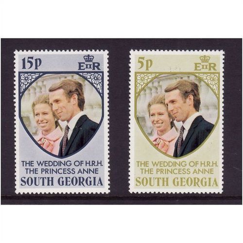 SOUTH GEORGIA 1973 ROYAL WEDDING SET 2 VALS U/M MINT#1