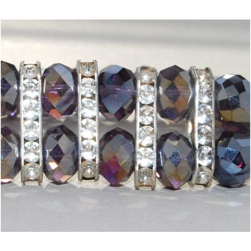 2 Row Pear Dark Purple & Clear Swarovski Crystals Bracelet Bangle Jewellery 1554