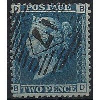 1858 SG45 2d Blue Plate8 Good/Fine Used Check Letters "BD".