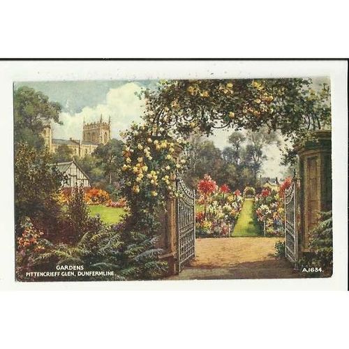 A1634 Scotland DUNFERMLINE Pittencrieff Glen Valentine "Art Colour" Postcard