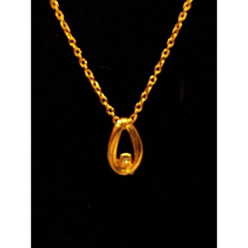 JEWELLERY # 19: Gold Plated Magnetic Necklace With Oval Mini Stone Pendant+Bonus