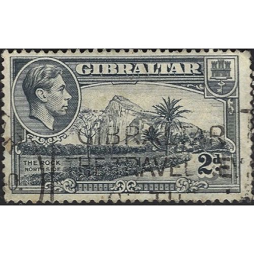 GIBRALTAR, King George VI, Rock North Side, blue-grey 1938, 2d