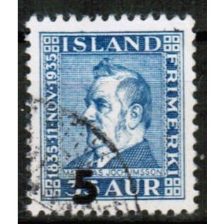 1935 Iceland - Jochumsson surcharge 5 aur on 35 aur - Sc# 212 used