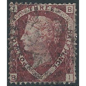 1870 SG52 1 1/2d Lake Red Plate 3 Check Letters "BI" Fine Used .