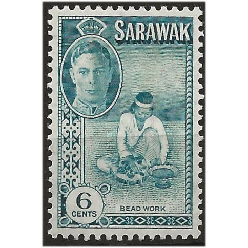 Sarawak 1950 SG175 6c Turquoise-Blue Mounted Mint . ..