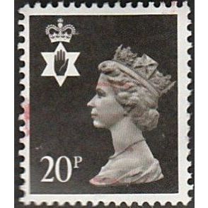 1971-91 Northern Ireland Machin 20p. Value. Brownish Black. Fine Used