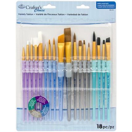 RCC 701 Royal Brush Crafter's Choice Variety Taklon 18 Piece Value Brush Set