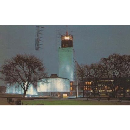 Newcastle Upon Tyne Civic Centre At Night Illuminations 1970s Postcard